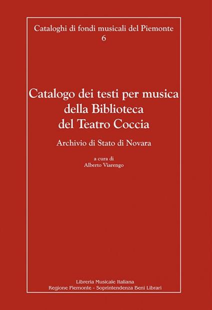 Catalogo dei testi per musica della Biblioteca del Teatro Coccia - copertina