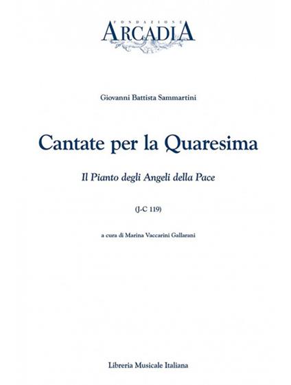 Cantate per la Quaresima. Il pianto degli angeli della pace (J-C 119) - G. Battista Sammartini - copertina