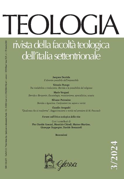 Teologia. Rivista della facoltà teologica dell'Italia settentrionale (2024). Vol. 3 - copertina