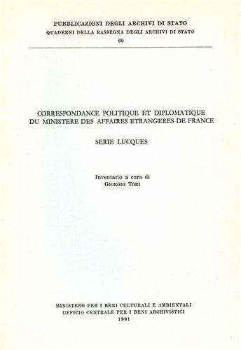 Correspondance politique et diplomatique du Ministère des affaires étrangeres de France. Serie Lucques. Inventario - copertina