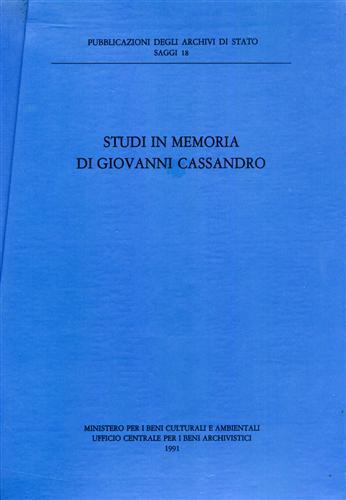Studi in memoria di Giovanni Cassandro - copertina