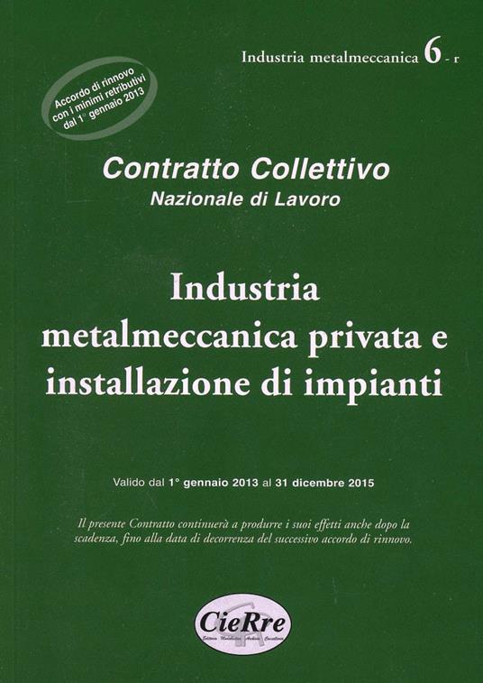 CCNL industria metalmeccanica privata e installazione di impianti - copertina
