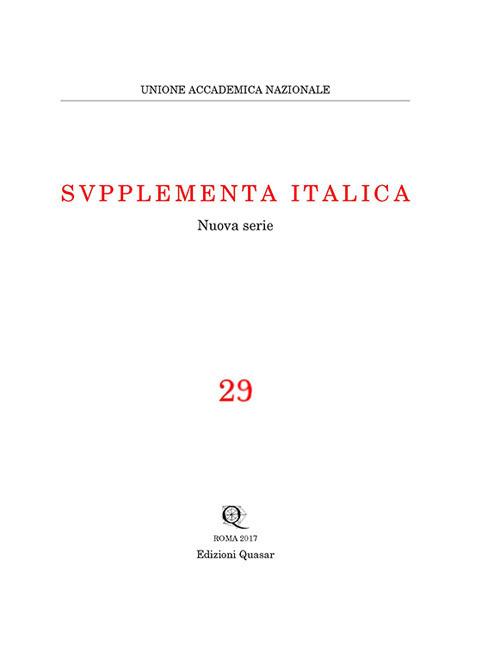 Supplementa italica. Nuova serie. Nuova ediz.. Vol. 29 - copertina