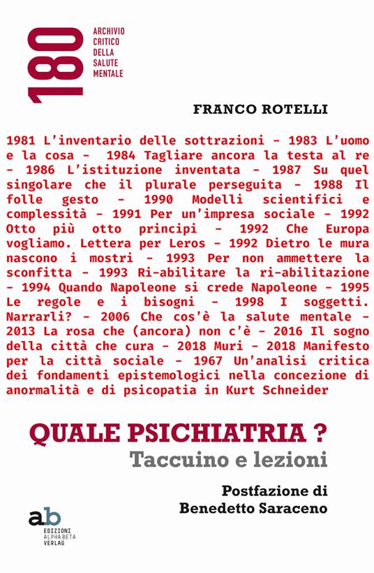 Quale psichiatria? Taccuino e lezioni - Franco Rotelli - copertina