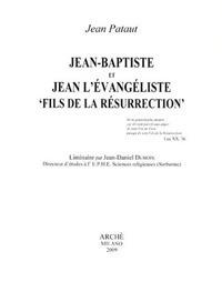 Jean-Baptiste et Jean l'Evangeliste «fils de la resurrection» - Jean Pataut - copertina