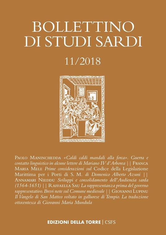 Bollettino di studi sardi (2018). Vol. 11 - copertina