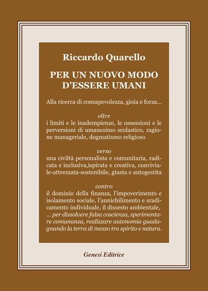 Per un nuovo modo d'essere umani - Riccardo Quarello - copertina
