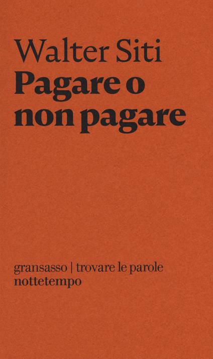 Pagare o non pagare - Walter Siti - copertina
