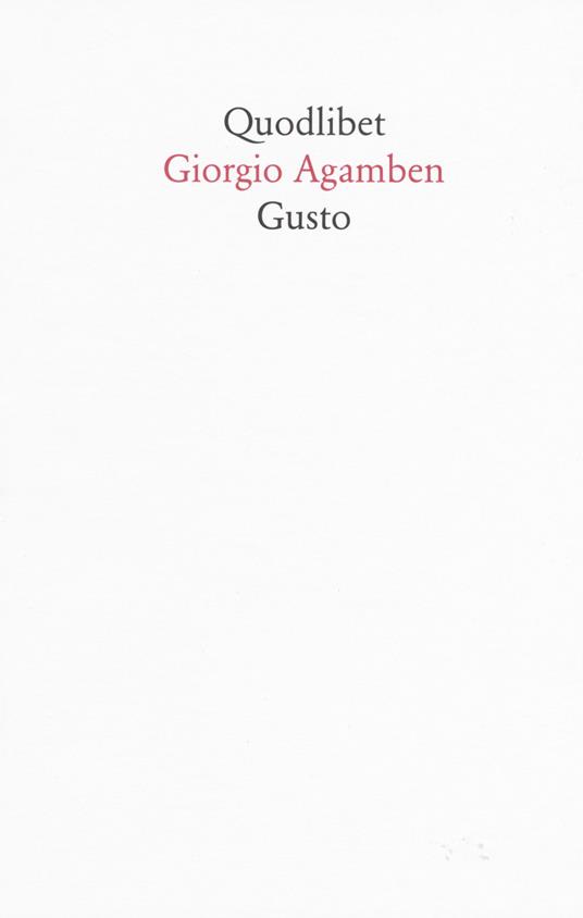 Gusto - Giorgio Agamben - copertina