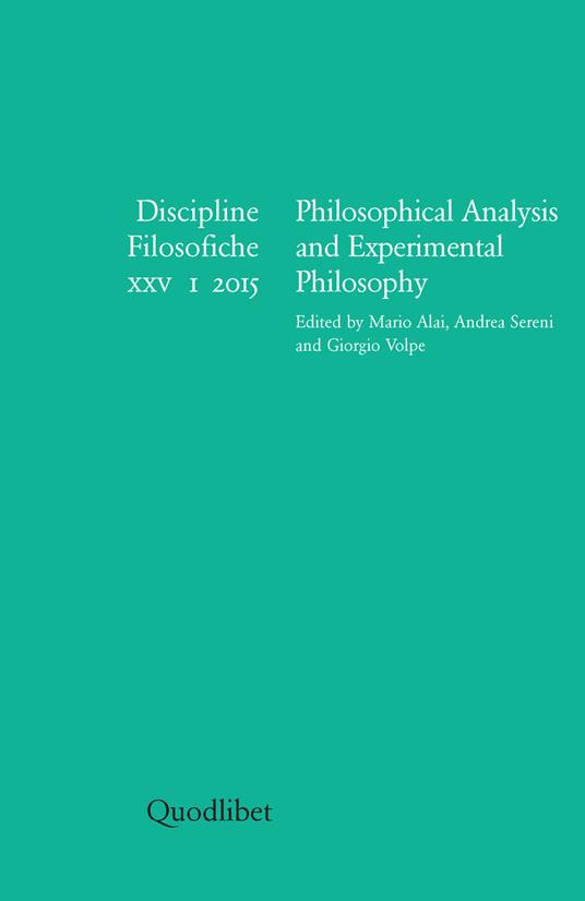Discipline filosofiche (2015). Ediz. multilingue. Vol. 1: Philosophical analysis and experimental philosophy. - copertina