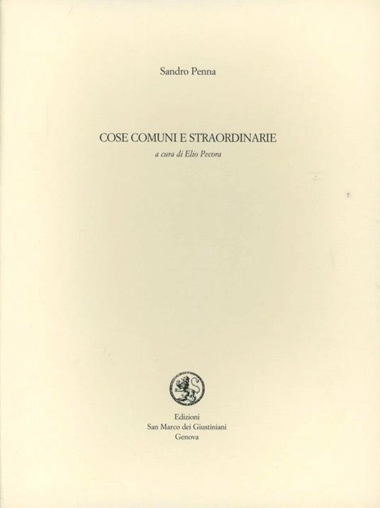 Cose comuni e straordinarie - Sandro Penna - copertina