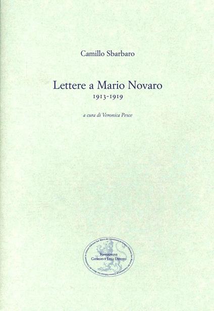 Lettere a Mario Novaro 1913-1919 - Camillo Sbarbaro - copertina