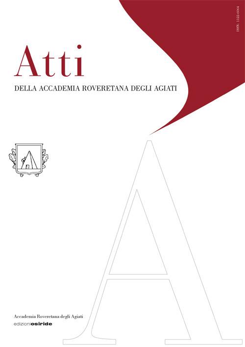 Atti della Accademia roveretana degli Agiati ser. IX, vol. II, A, fasc. I - copertina