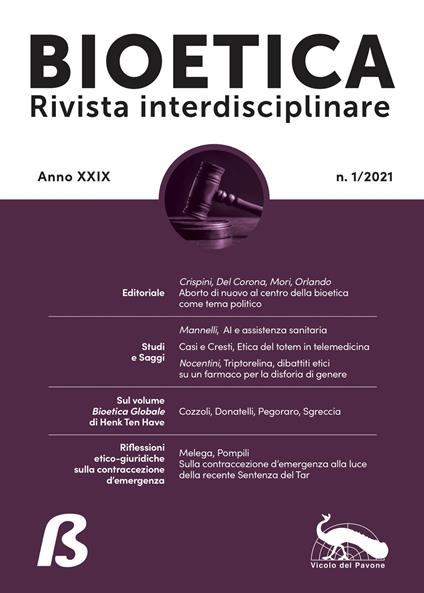 Bioetica. Rivista interdisciplinare (2021). Vol. 1 - copertina