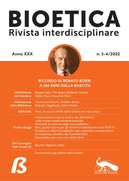 Bioetica. Rivista interdisciplinare (2022). Vol. 3-4 - copertina