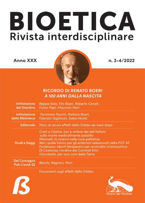 Bioetica. Rivista interdisciplinare (2022). Vol. 3-4 - copertina