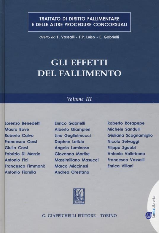 Trattato di diritto fallimentare e delle altre procedure concorsuali. Vol. 3: Gli effetti del fallimento - copertina