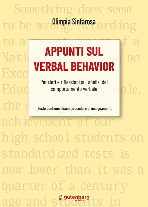 Appunti sul verbal behavior. Pensieri e riflessioni sull'analisi del comportamento verbale - Olimpia Sinfarosa - copertina