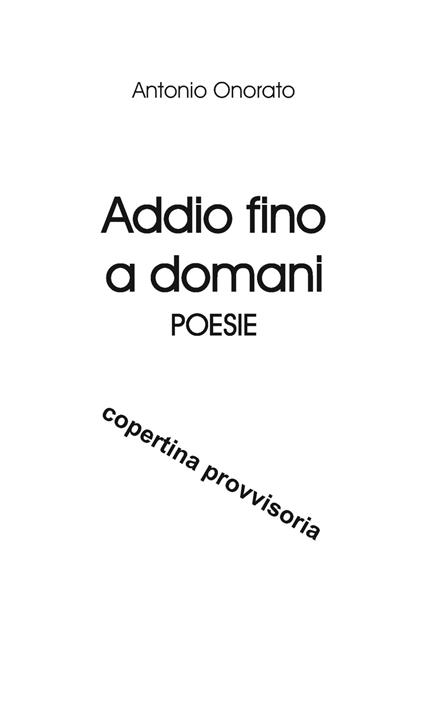 Addio fino a domani - Antonio Onorato - copertina