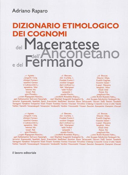 Dizionario etimologico dei cognomi del maceratese, dell'anconetano e del fermano - copertina