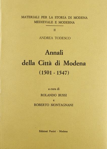 Annali della città di Modena (1501-1547) - Andrea Todesco - copertina