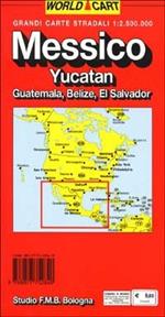 Messico. Yucatan. Guatemala. Belize. El Salvador 1:2.500.000