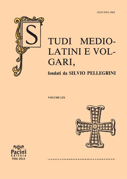 Studi mediolatini e volgari (2013). Vol. 59 - copertina