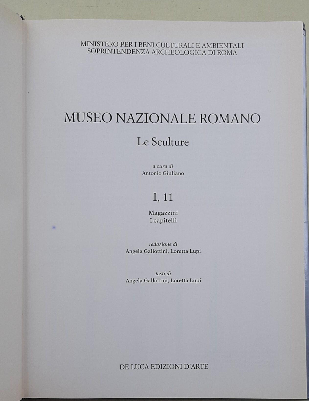 Museo Nazionale Romano. Sculture. Vol. 1\11: Magazzini. I capitelli.