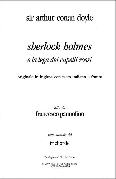 Sherlock Holmes e la lega dei capelli rossi letto da Francesco Pannofino. Audiolibro. CD Audio. Con libro - Arthur Conan Doyle - 2
