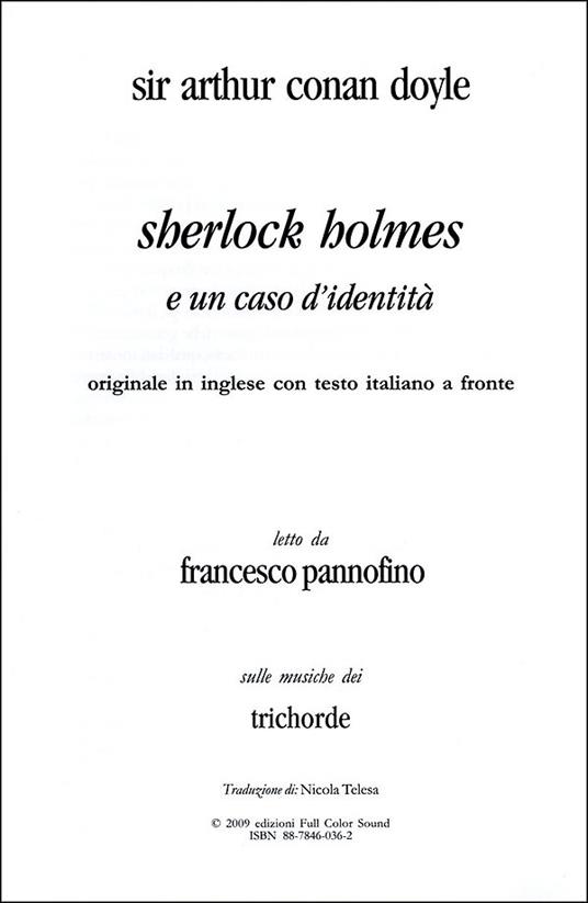 Sherlock Holmes e un caso d'identità letto da Francesco Pannofino. Audiolibro. CD Audio. Con libro - Arthur Conan Doyle - 2