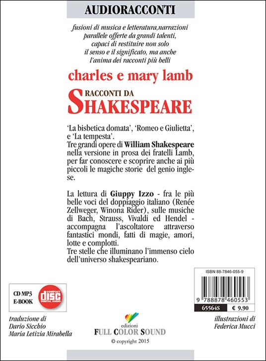 Racconti da Shakespeare. La bisbetica domata-Romeo e Giulietta-La tempesta letto da Giuppy Izzo. Audiolibro. CD Audio - Charles Lamb,Mary Ann Lamb - 2