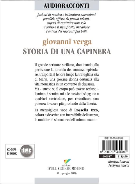 Storia di una capinera letto da Rossella Izzo. Audiolibro. CD Audio - Giovanni Verga - 2