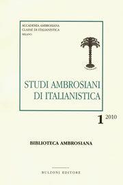 Libro Studi ambrosiani di italianistica (2010). Vol. 1