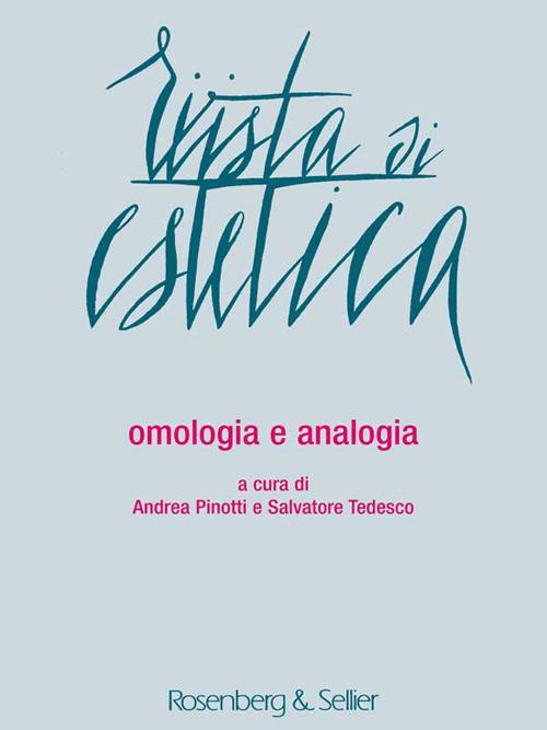 Rivista di estetica (2016). Vol. 62: Omologia e analogia. - copertina