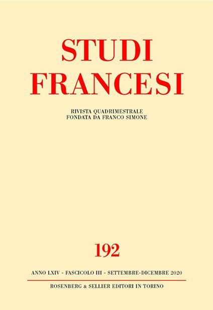 Studi francesi. Vol. 192 - copertina