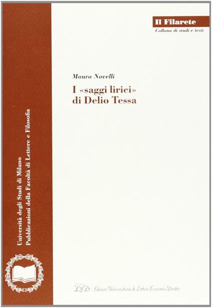 I saggi lirici di Delio Tessa - Mauro Novelli - copertina