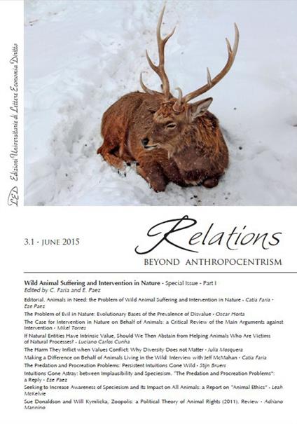 Relations. Beyond anthropocentrism (2015). Vol. 3: Wild animal suffering and intervention in nature. - copertina