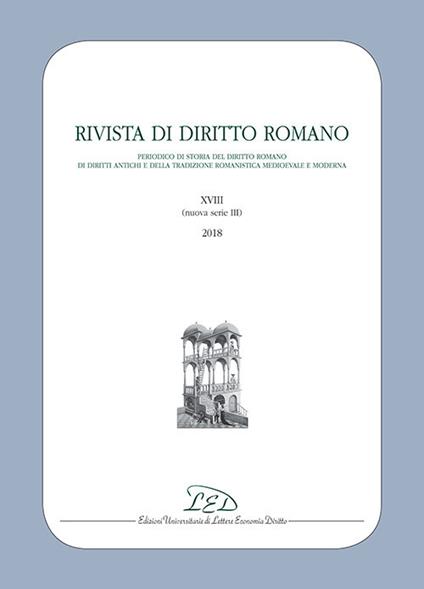 Rivista di diritto romano. Nuova serie (2018). Vol. 18 - copertina