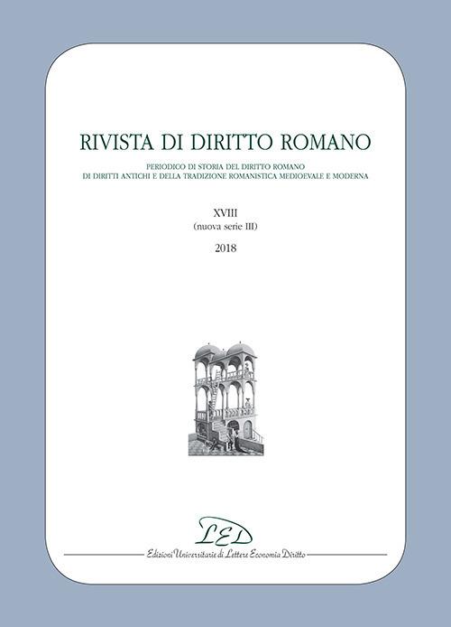 Rivista di diritto romano. Nuova serie (2018). Vol. 18 - copertina