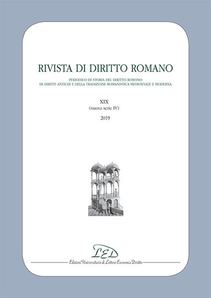 Rivista di diritto romano. Nuova serie (2019). Vol. 19 - copertina
