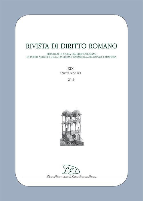 Rivista di diritto romano. Nuova serie (2019). Vol. 19 - copertina