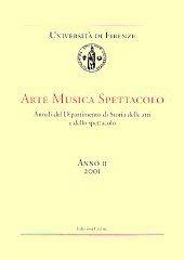 Libro Arte, musica, spettacolo. Annali del Dipartimento di storia delle arti e dello spettacolo Università di Firenze (2001). Vol. 2 