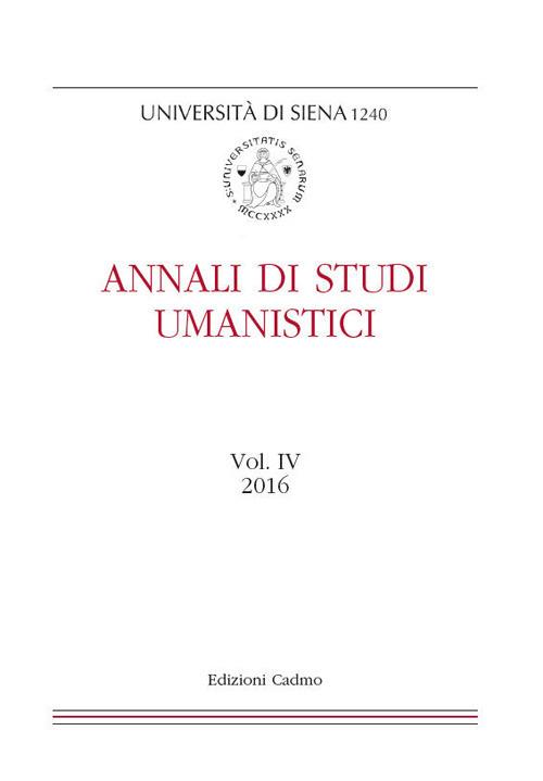 Annali di studi umanistici (2016). Vol. 4 - copertina
