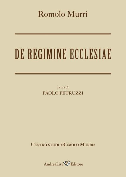 De regimine ecclesiae - Romolo Murri - copertina