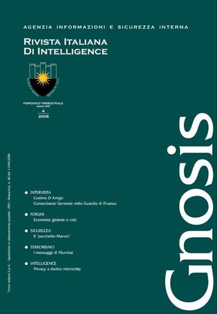 Gnosis. Rivista italiana di Intelligence (2008). Vol. 4 - copertina