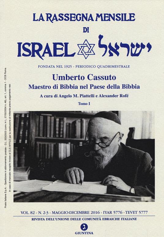 La rassegna mensile di Israel (2016). Vol. 82: Maggio-Dicembre 2016 - copertina