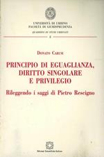 Principio di eguaglianza, diritto singolare e privilegio
