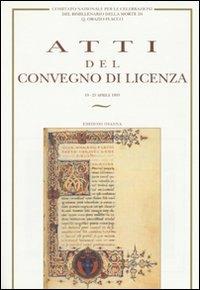 Atti del Convegno di Licenza del Comitato Nazionale per le celebrazioni del bimillenario della morte di Q. Orazio Flacco (Licenza, 19-23 aprile 1993) - copertina