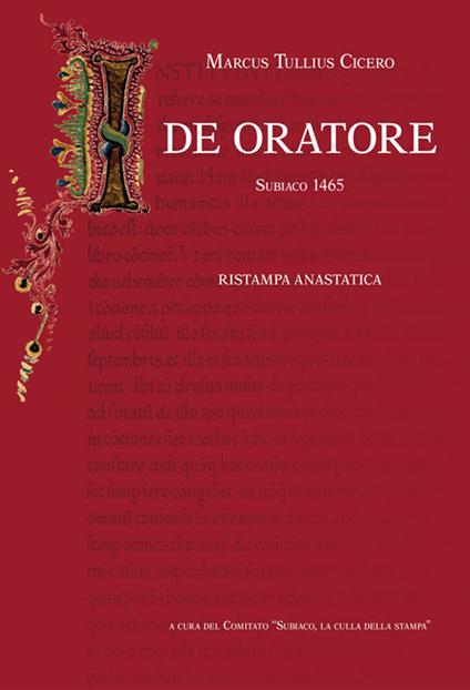 De oratore (rist. anast. Subiaco, 1465). Ediz. in facsimile - Marco Tullio Cicerone - copertina