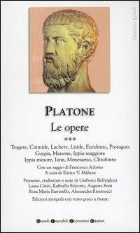 Le opere. Testo greco a fronte. Vol. 3: Teagete-Carmide-Lachete-Liside-Eutidemo-Protagora-Gorgia-Menone-Ippia maggiore-Ippia minore-Ione-Menesseno-Clitofonte. - Platone - copertina